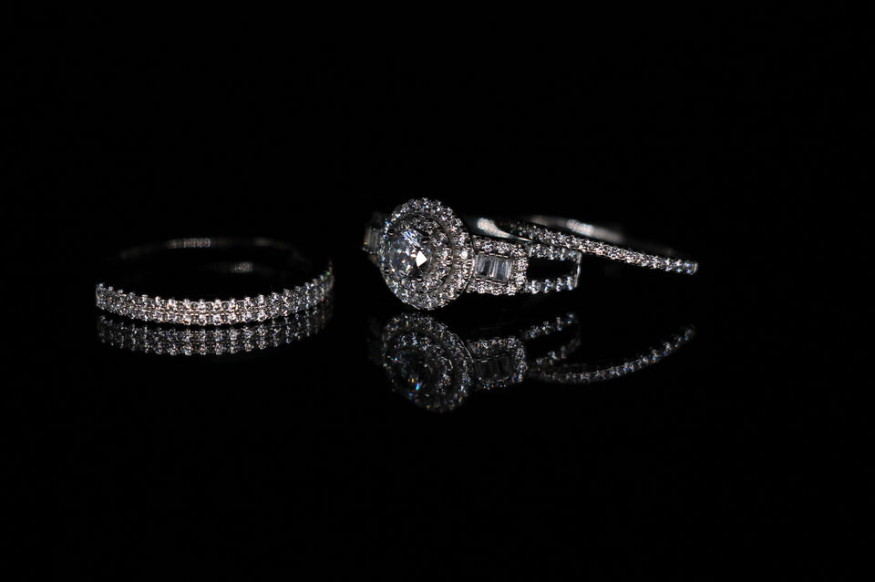 Round Halo Triple Row Two-Piece Ring