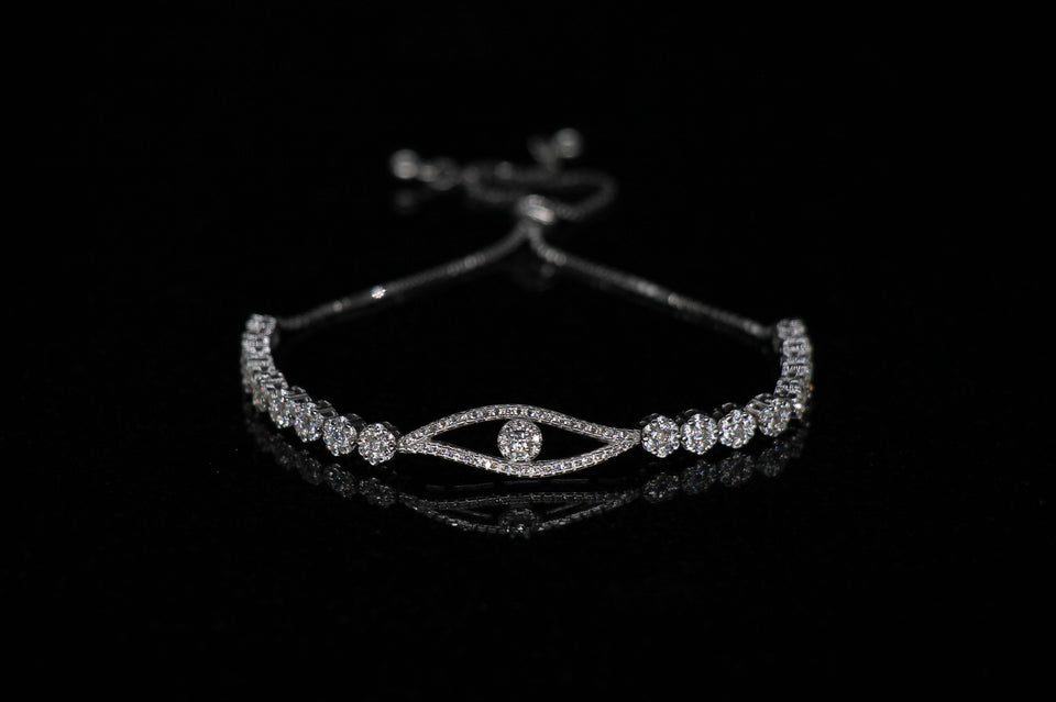 Hamsa Eye With Flower Cluster Bolo Bracelet