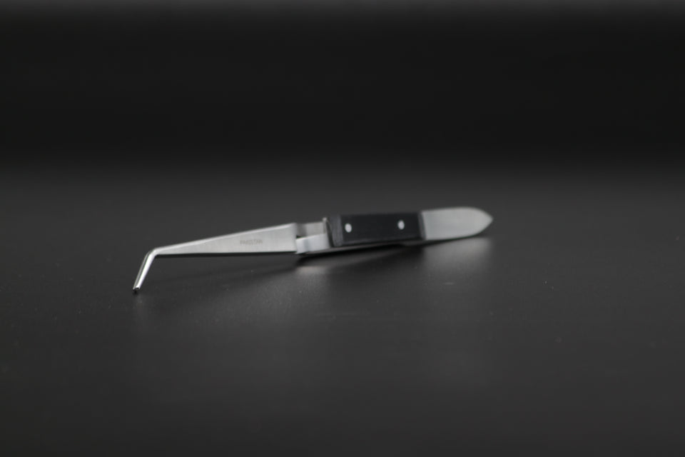 Stainless Steel Curved Cross-Lock Tweezers with Fiber-Grip Handles