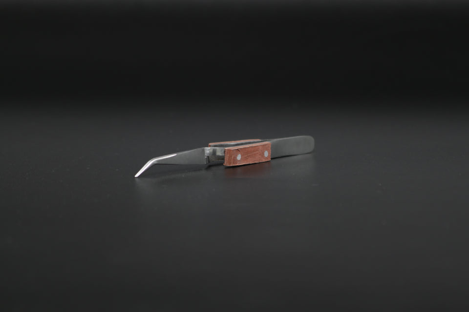 Stainless Steel Short Curved Cross-Lock Tweezers with Fiber-Grip Handles