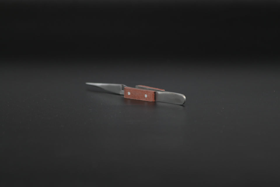 Short Stainless Steel Straight Cross-Lock Tweezers with Fiber-Grip Handles