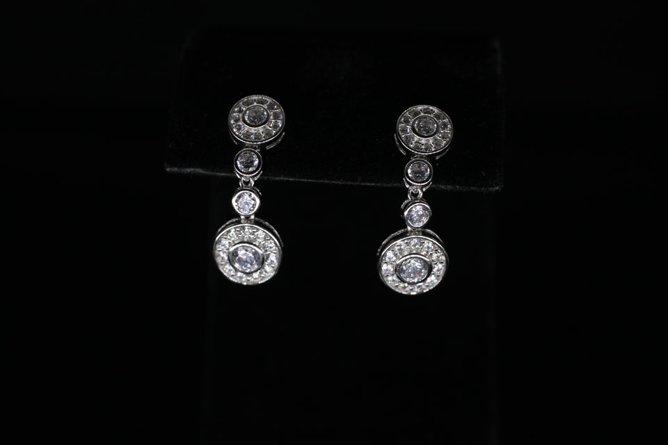 Dangling Round Halo Earrings