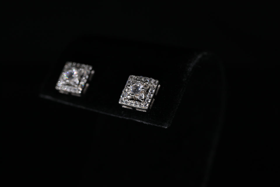 Square Cushion-Cut Halo Earrings