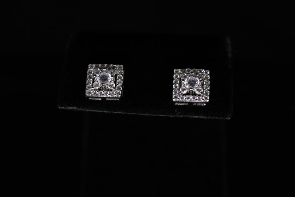 Square Cushion-Cut Halo Earrings