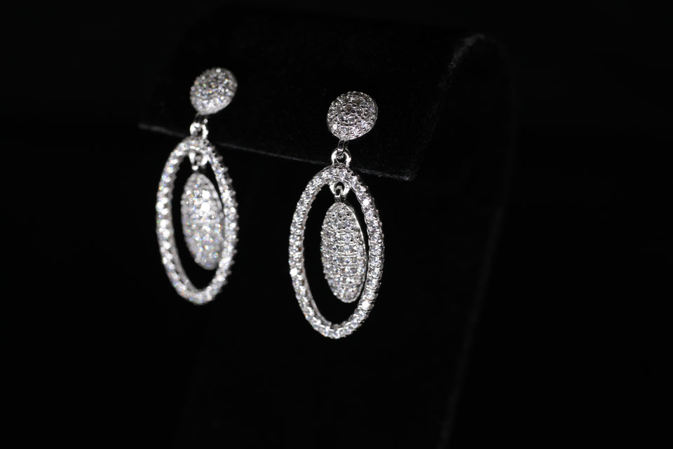 Dangling Oval Pave Earrings