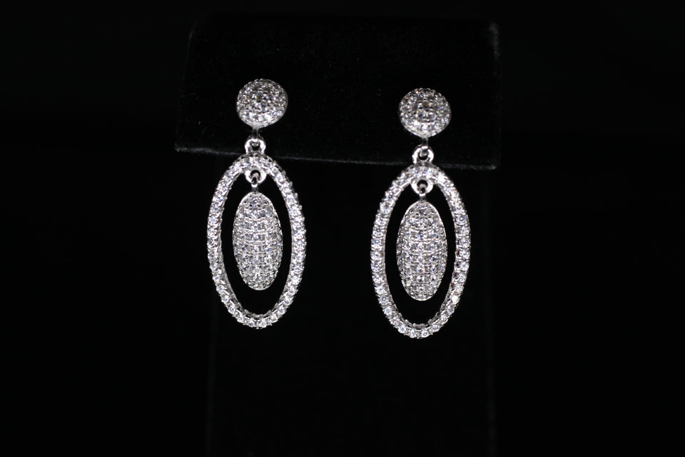 Dangling Oval Pave Earrings