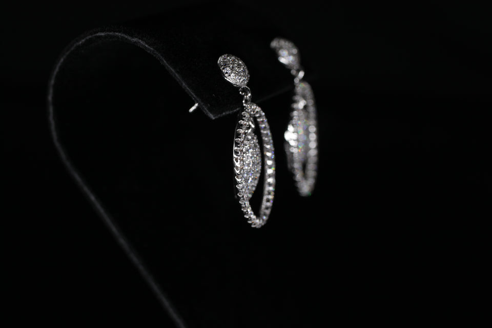 Dangling Oval Pave Earrings