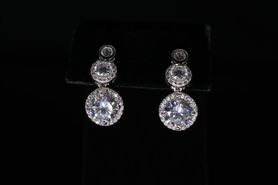 Dangling Double Round Cluster Earrings