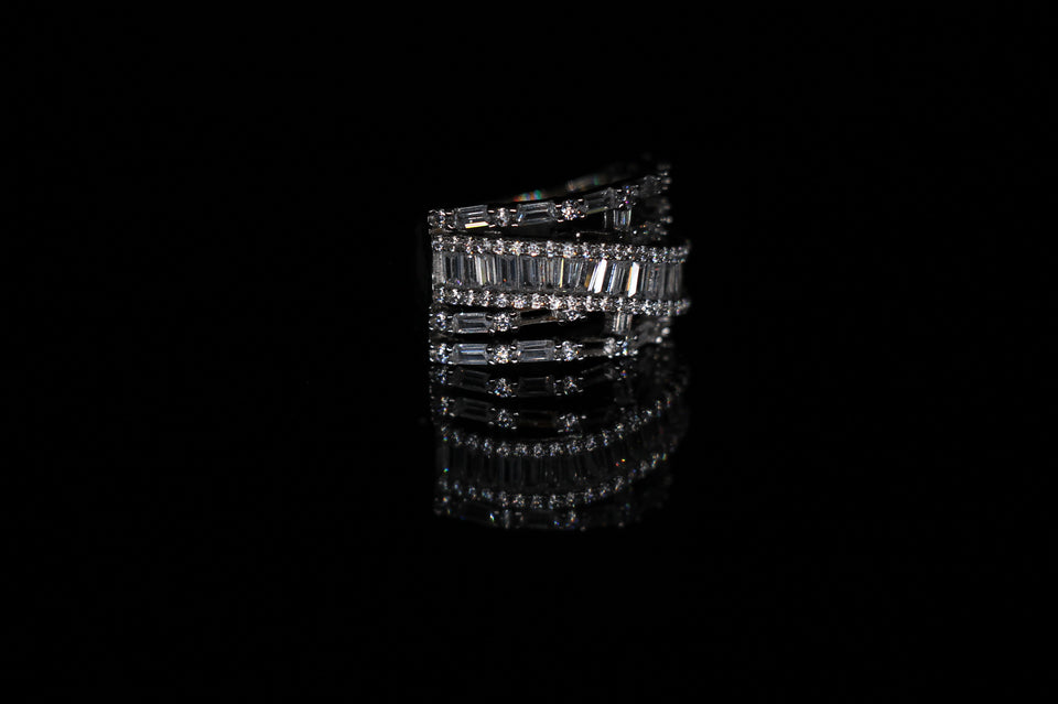 Baguette and Round Cuts Crossover Multi-Row Ring