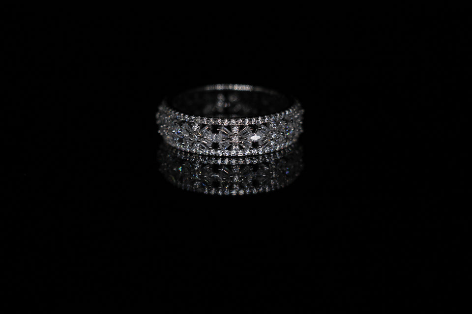 Flower Baguettes Eternity Band