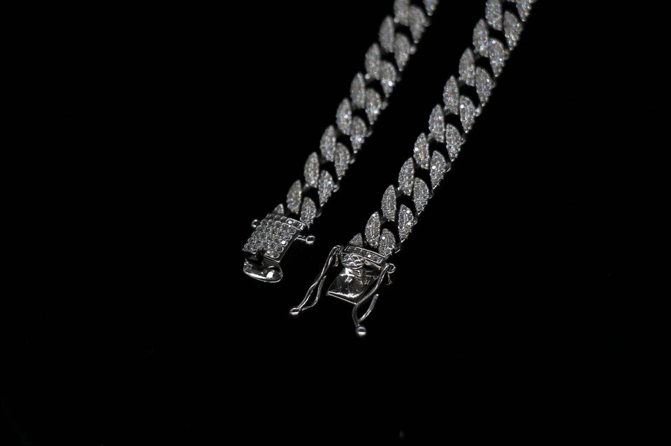 8mm Classic Cuban With Diamond Setting Chain