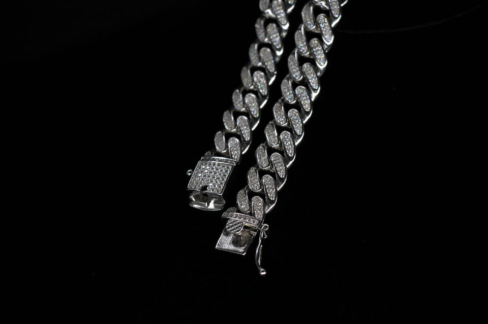 8mm Diamond Setting Miami Cuban Chain – SKÖLL COLLECTION