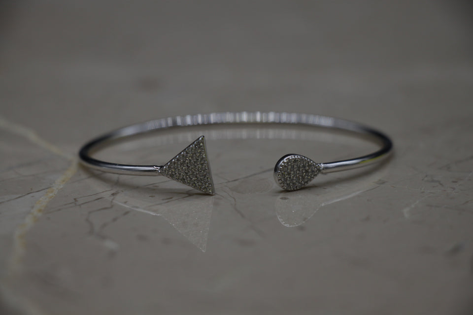 Triangle & Drop Cluster Split Cuff Bracelet