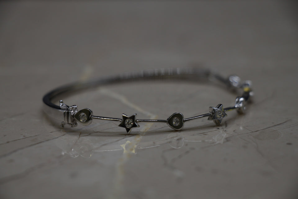 Hearts & Stars Bangle Bracelet